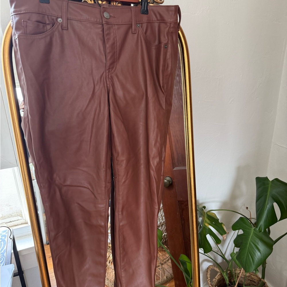 Brown Faux Leather Pants